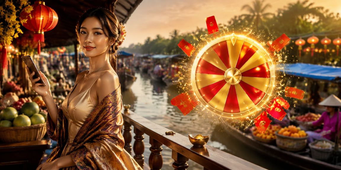 Không gian roulette casino lồng đèn lung linh tại vùng sông Mekong Việt Nam
