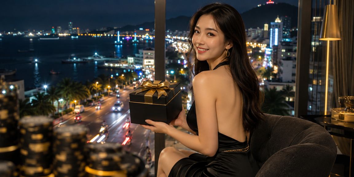 Ánh đèn neon casino tại Vũng Tàu về đêm bên bờ biển